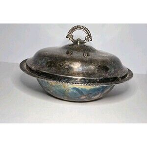 Wm Rogers 4262 Silver Plated Lidded Casserole Server W/glass Cooking Dish Insert